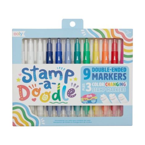 Carioci duble cu stampile Stamp-A-Doodle - set de 9 culori si 3 care schimba culoarea - imagine 6